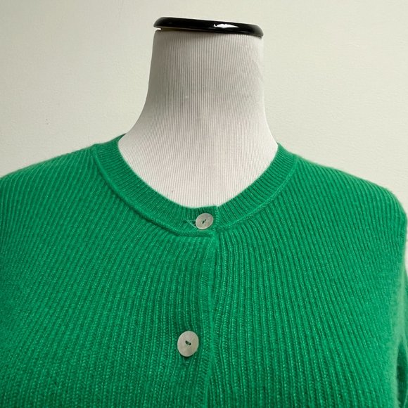 AQUA KELLY GREEN CASHMERE CARDIGAN XS - Picture 2 of 6